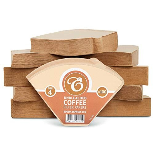 1000 Size 4 Coffee Filter Paper Cones, Unbleached by EDESIA ESPRESS