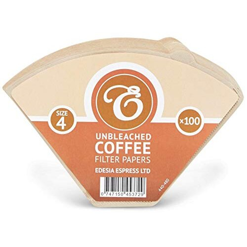 1000 Size 4 Coffee Filter Paper Cones, Unbleached by EDESIA ESPRESS 2