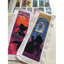 12 Pieces Princess DIY Cotton Cross Stitch Bookmark,Cotton Edged Book Mark Classical Fairy Princess Counted Cross Stitch kit