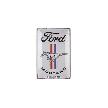 Nostalgic-Art Ford Mustang Retro Tin Sign - Horse & Stripes Logo - Gift Idea for Car Accessories Fans Metal Vintage Design 20 x 30 cm