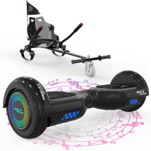(Black) 6.5'' E Scooter LED Hoverboard with go-kart Segway