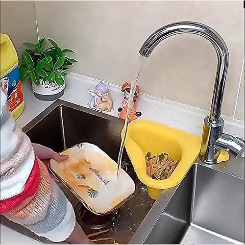 WANGCL 4Pcs Swan Sink Filter Basket Triangular Sink Drain Rack Wash