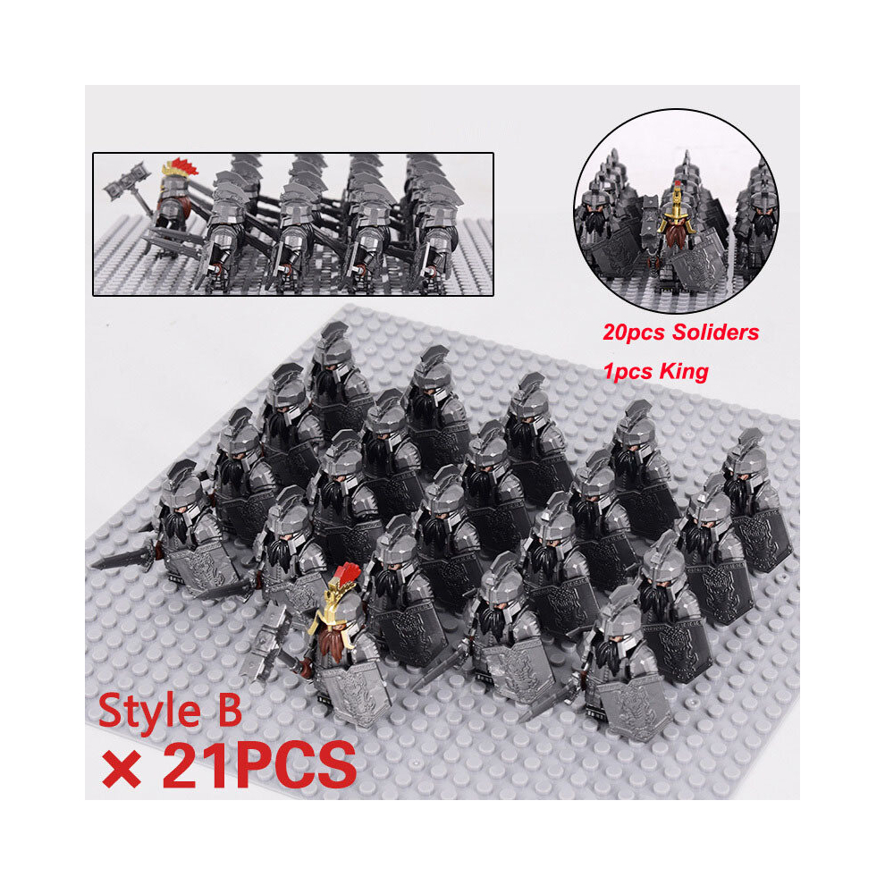 (Set Type B) LOTR Armored Dwarves Warriors Ironfoot Army Set 21 Minifigures