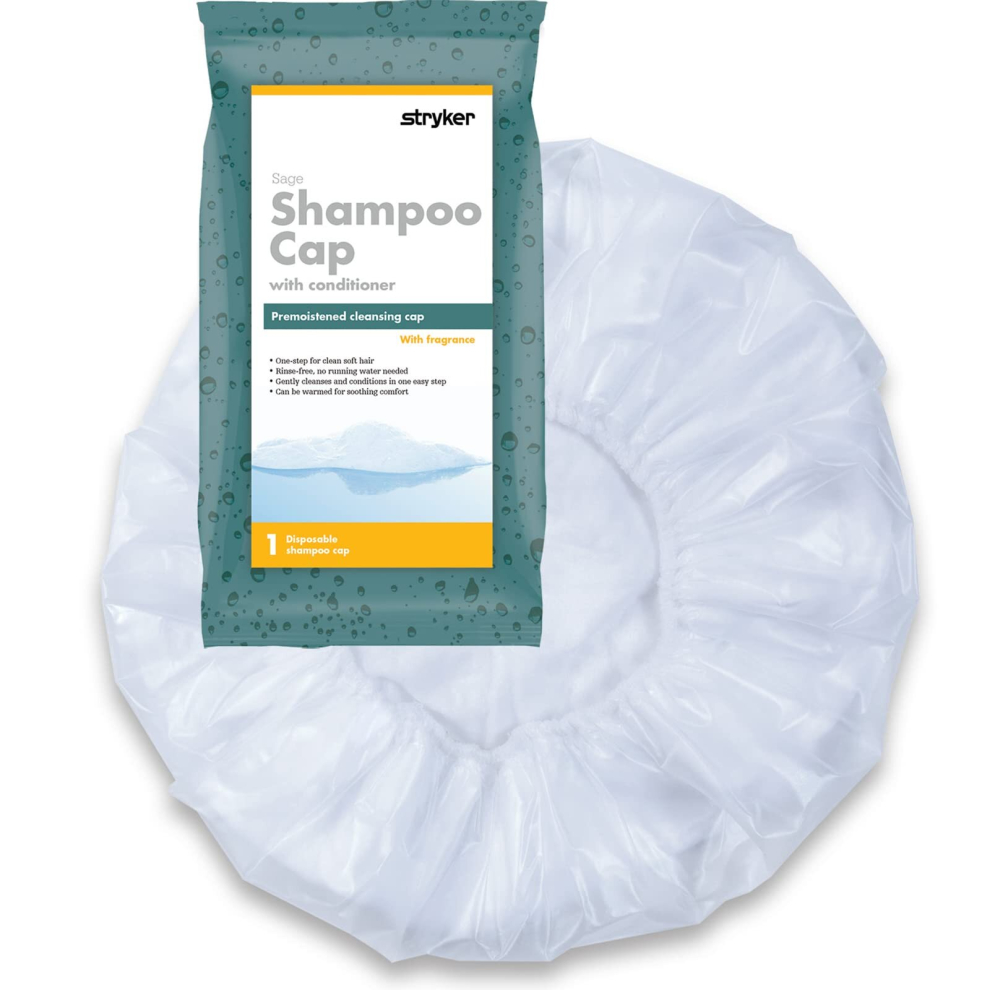 Sage Stryker Rinse-Free Shampoo Cap - 40 Packages, 1 Cap each - Rinse-free cap, Pre-moistened with shampoo, conditioner, and detangler, Ultra-soft fab