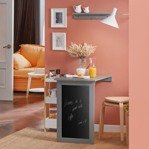 SoBuy FWT20-HG, Wall-mounted Drop-leaf Table with Memo Board, Grey 1