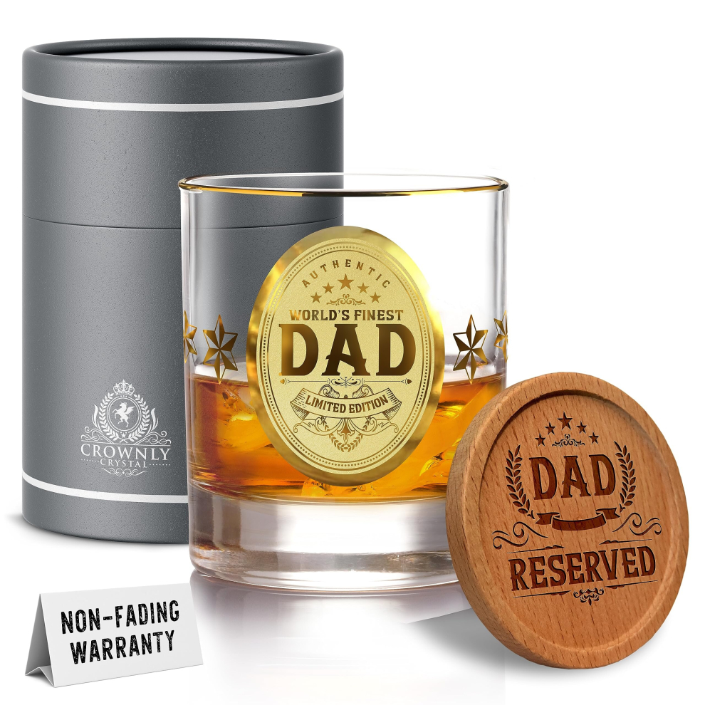 KiesAgIFT gold gifts for Dad Whiskey glass Unique gifts Personalized Whiskey glass gifts for Dad Who Wants Nothing Vintage glassware Bar glasses Bourb