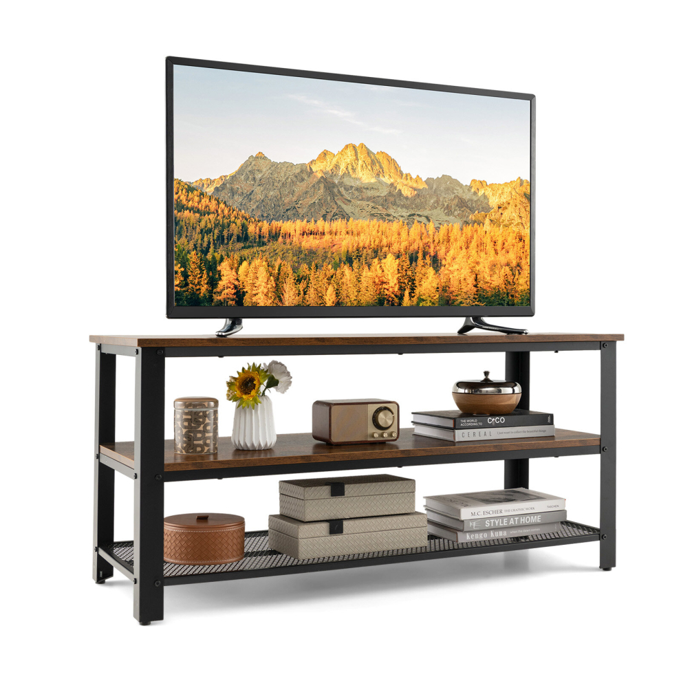 Industrial TV Stand TVs up to 50 Inch 3-Tier Entertainment Center Console Table