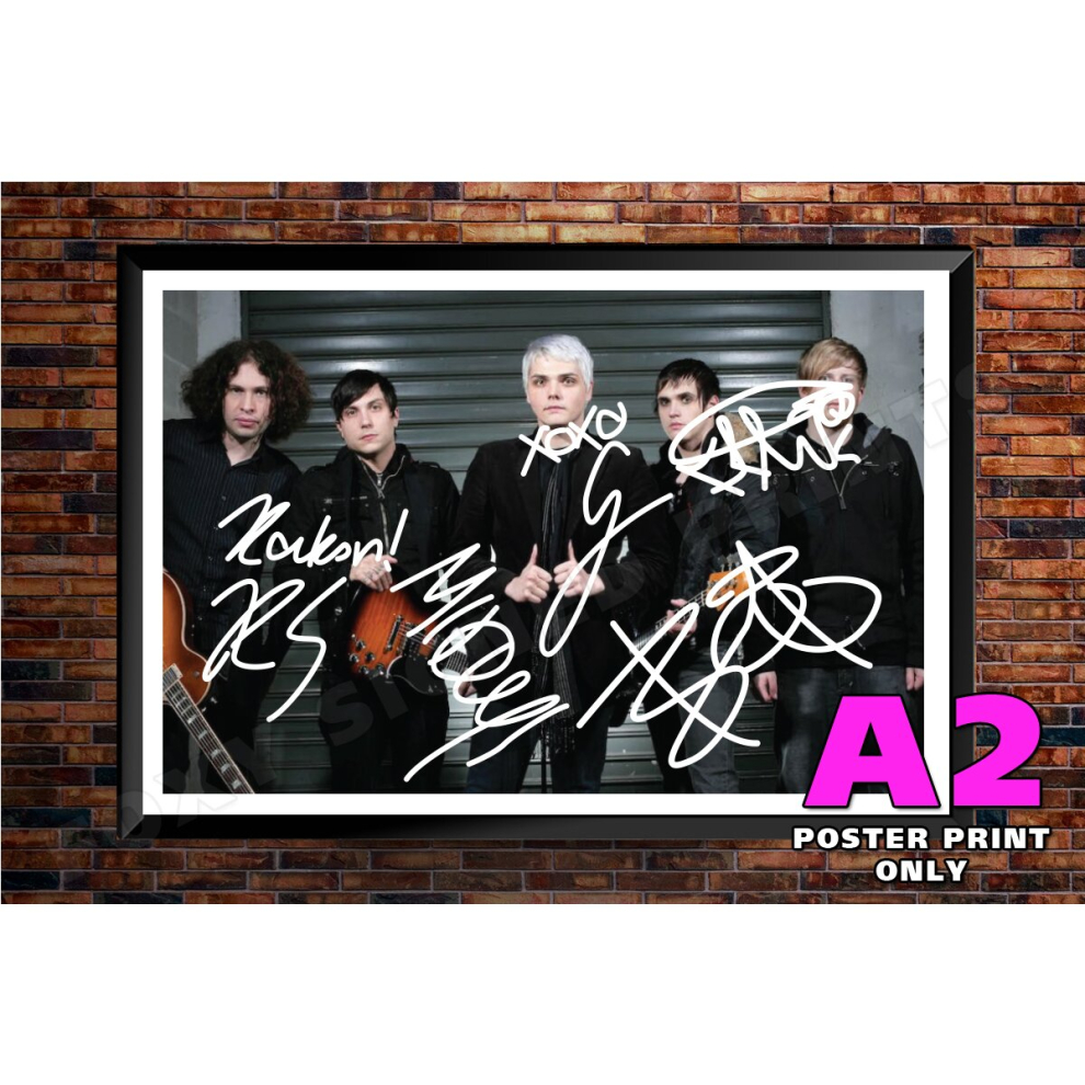 (A2) My Chemical Romance Signed Autograph A4 A3 A2 A1 Poster Photo Print Wall Art - (BLACK FRAMED OR POSTER)