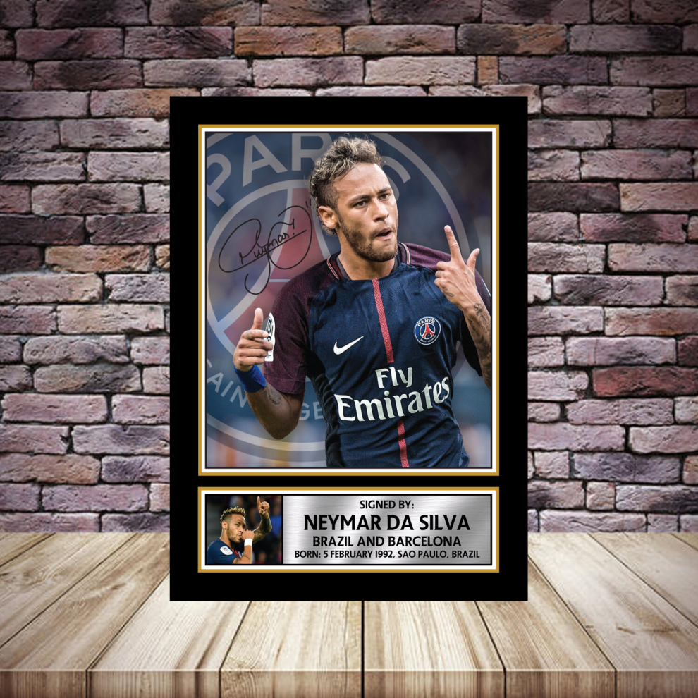 (A4 POSTER) Neymar PSG 2 Signed Autographed Poster Print - OPTIONAL FRAMING, an Excellent Gift or present for Fan memorabilia