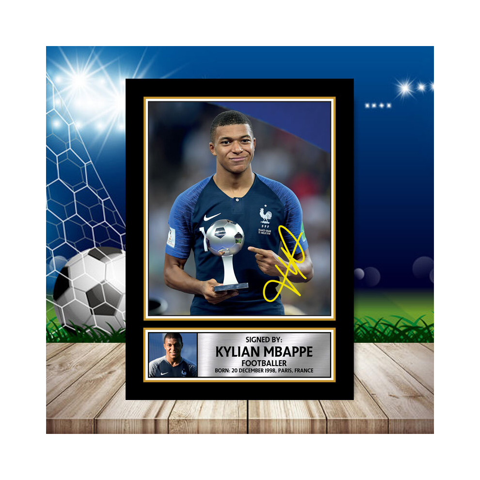 (A4 POSTER) KYLIAN MBAPPE 2 - FOOTBALL PLAYER - Signed by Autographed Poster Print | Wall Art | Photo | Signature | GIFT