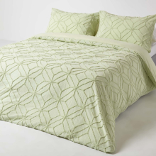 (Double, Sage Green) Diamond Cotton Tufted Duvet Cover Set