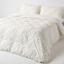 (Single, White) Diamond Cotton Tufted Duvet Cover Set