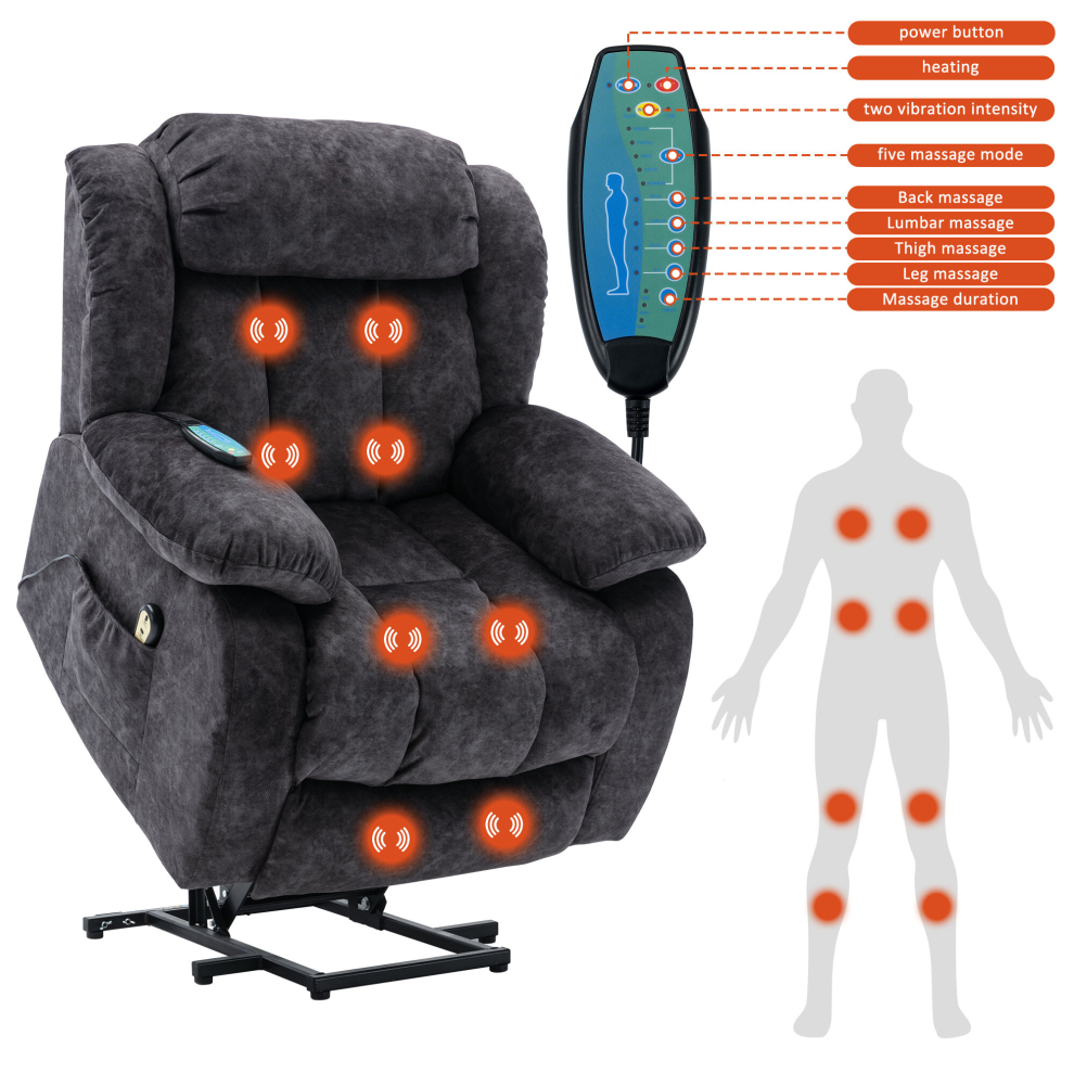 Abrihome Power Massage Lift Recliner Chair With Heat, Vibration For Elderly, Heavy Duty
