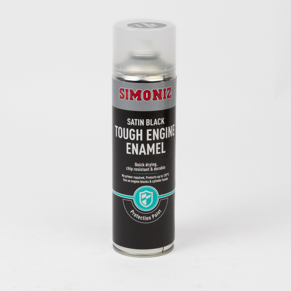 Simoniz Satin Black Tough Engine Enamel 500ml Car Spray Paint Protective Coating