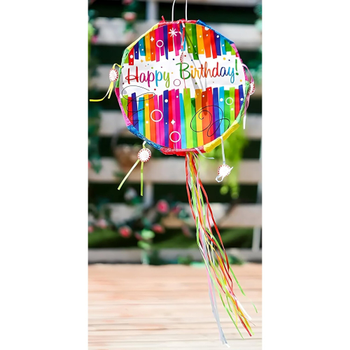 Happy Birthday Pinata Colourful Pull String Piñata For Parties 2