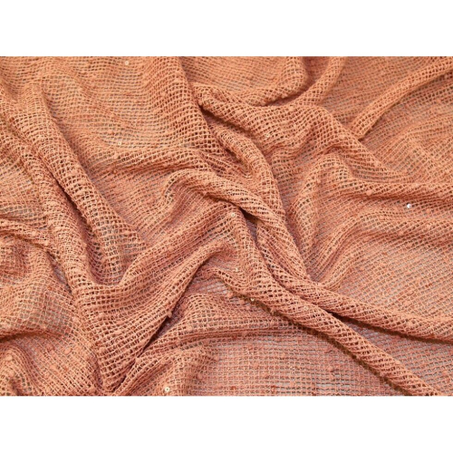(Salmon) Minerva Sequin Lace Fabric - per metre
