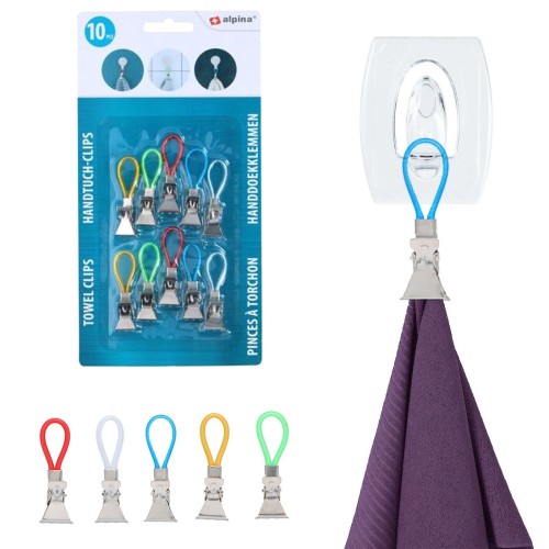 Alpina 10 x Tea Towel Clips Kitchen Bath Towel Hanger Holder Mini Clips