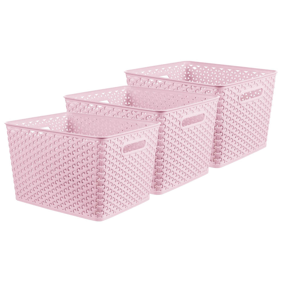 curver My Style x3 Large Rectangular Storage Basket 18L - Pink