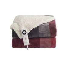 Velvety Electric Heated Throw grey and Red check - 135 x 180cm
