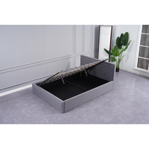 Grey Upholstered Storage Ottoman Bed With 3ft Single High Quality Memory Foam Mattress 1