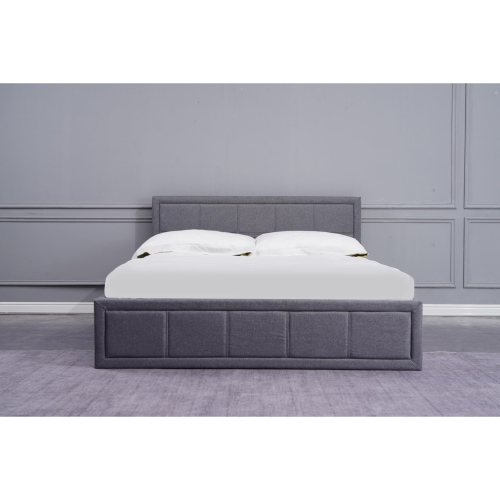 Grey Upholstered Storage Ottoman Bed With 3ft Single High Quality Memory Foam Mattress