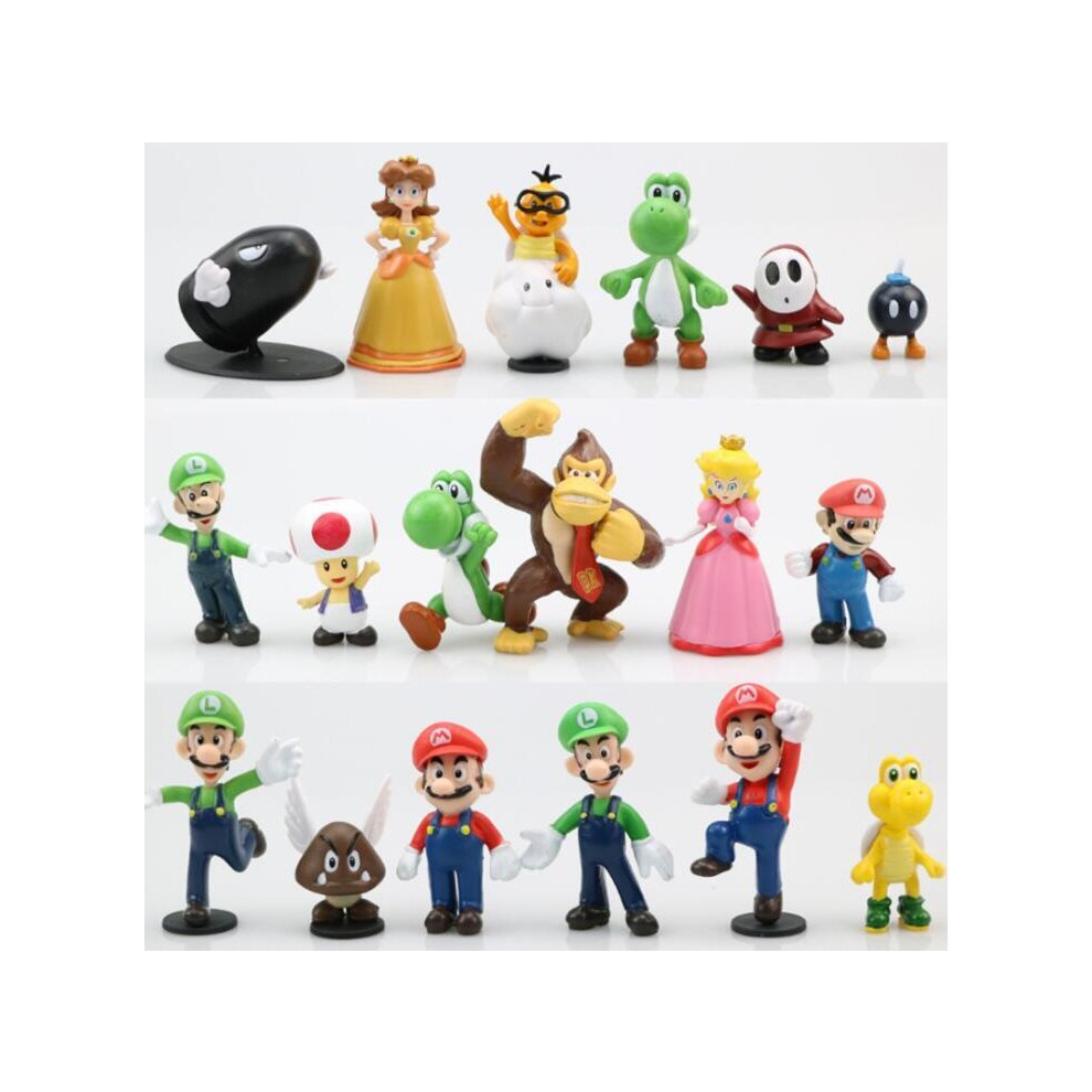 (1) 18pcs/set Super Mario PVC Action Figures Toy Model Toys02 Remote Control