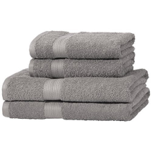Amazon Basics Fade Resistant Towel Set, 2 Bath and 2 Hand - grey by Amazon Basics