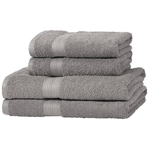 Amazon Amazon Basics Fade Resistant Towel Set, 2 Bath and 2 Hand - grey by Amazon Basics