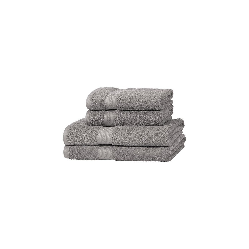 Amazon Basics Fade Resistant Towel Set, 2 Bath and 2 Hand - grey by Amazon Basics