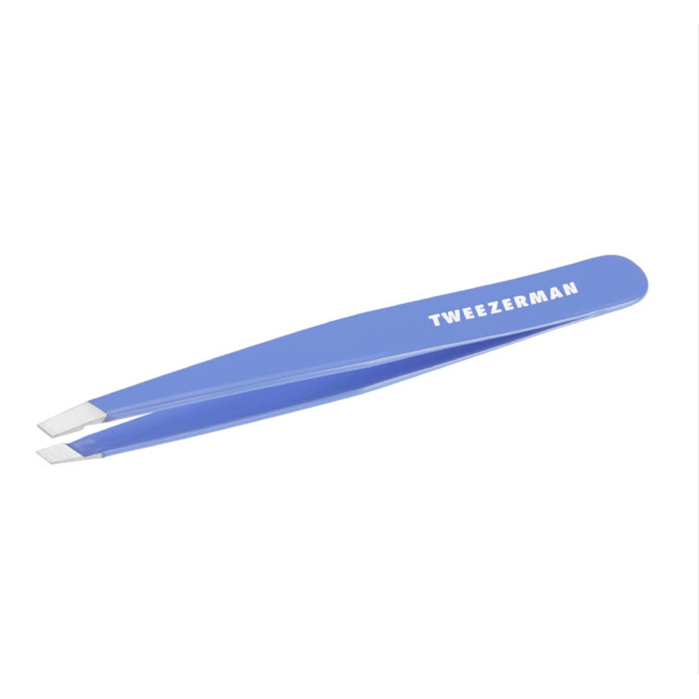 Tweezerman Stainless Steel Slant Tweezer - Eyebrow Tweezers for Women and Men (Lapis Blue)