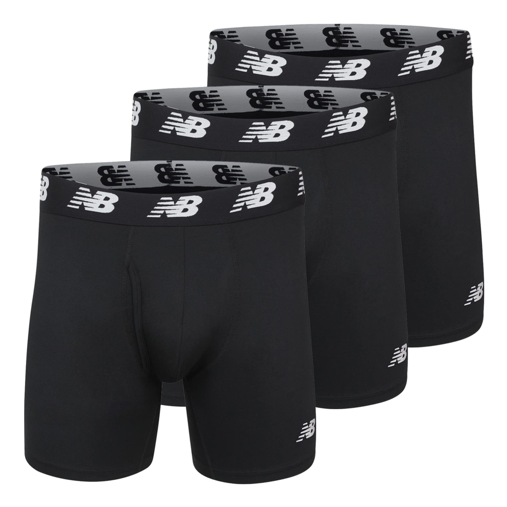 New Balance Mens 6 Boxer Brief Fly Front with Pouch, 3-Pack ...
