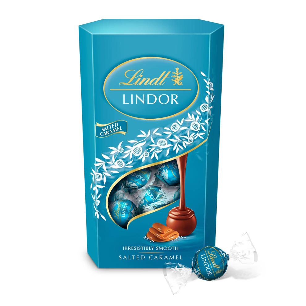 Lindt Lindor Salted caramel Milk chocolate Truffles Box Extra Large - Approx 48 balls, 600 g