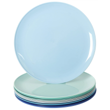 Youngever 8 Inch Plastic Plates, Small Plates, Dinner Plates, Reusable Plates, Snack Plates, Set of 9 (coastal colors)