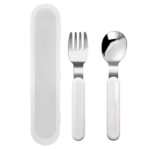 VANRA 2-delige Kindervork en Lepel Set 18/10 RVS Kinderen Bestek Set met Tas voor Lunchbox