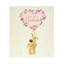 Boofle Birthday card For Niece With Envelope - cute Design A Big Flower Balloon, 737944-0-1, Multi,159mm x 184mm