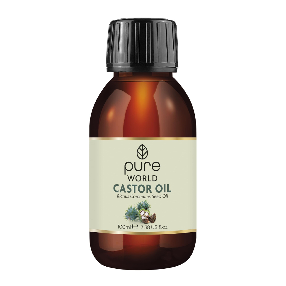 Pure World castor Oil 100ml 338 fl Oz cold Pressed 100% Pure and Natural Eyebrows, Nails, Beard, Hair, Eyelash growth cruelty Free
