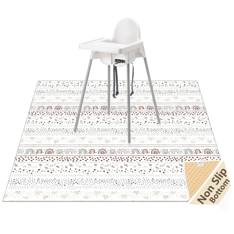 Splat Mat For Under High Chairartscrafts, Washable Spill Mat Waterproof Anti-Slip Floor Protector Splash Mat, Messy Mat And Table Cloth Womumon