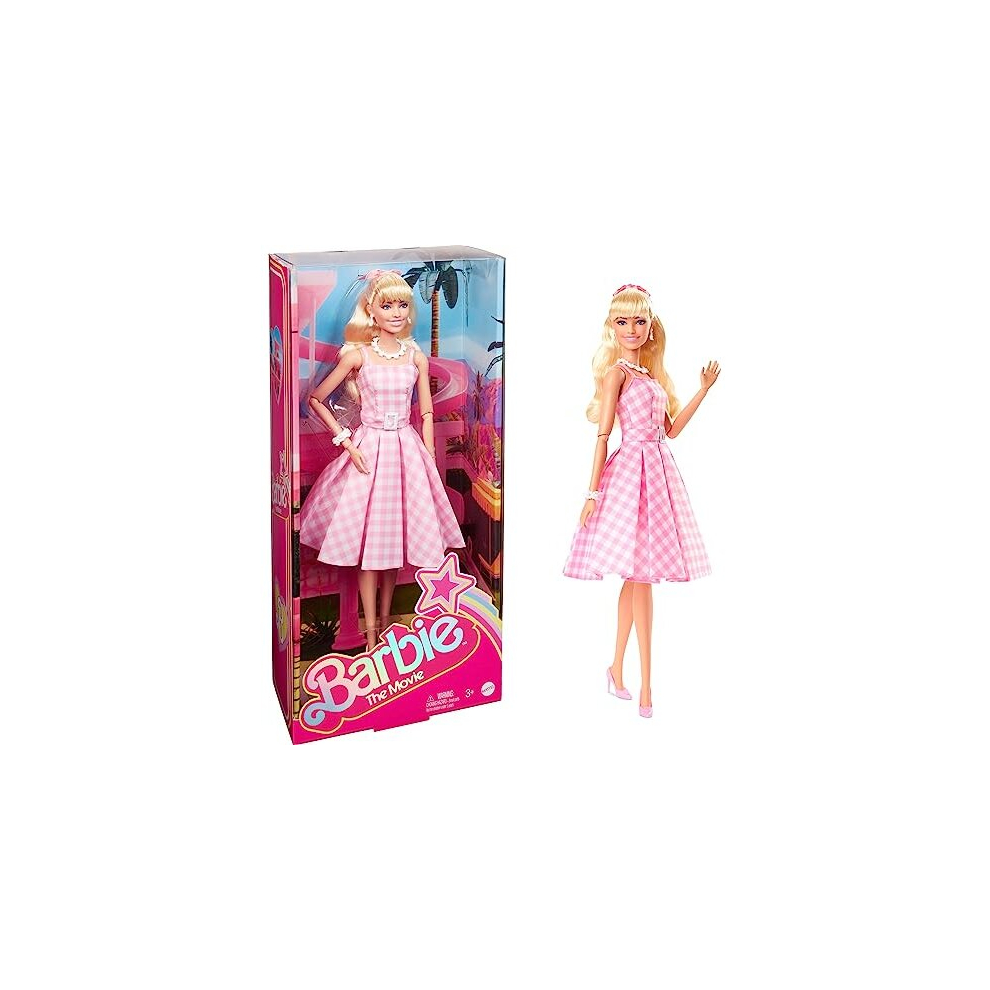 Barbie The Movie - Margot Robbie, Bambola Del Film Barbie Da Collezione Con Abito Vintage A Quadretti Rosa E Bianco E Collana Con Margherita, Giocattolo Per Bambini, 3+ Anni, HPJ96-image