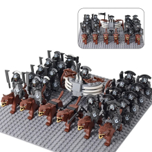 (Set 20) Medieval Figures Orc Soldiers Raider Vargr Wolf Elephant Mount Knights Building Blocks Toys
