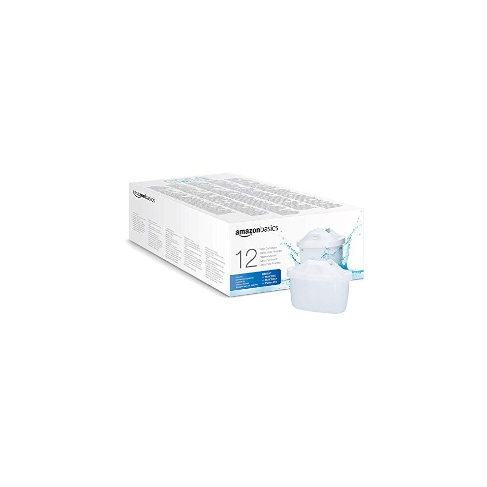 Amazon Basics Water Filter cartridge, Brita Maxtra+ compatible 12 packs fit with any Amazon Basics water filter jug and BRITA MAXTRAMAXTRA+PerfectFit