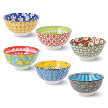 Ceramic Bowl Set Small Bowls - Porcelain Dessert Bowls 10 oz - 6 Little Bowl for Rice | Soup | Snack | Side Dishes | Yogurt | Ice Cream - Coloful Cute