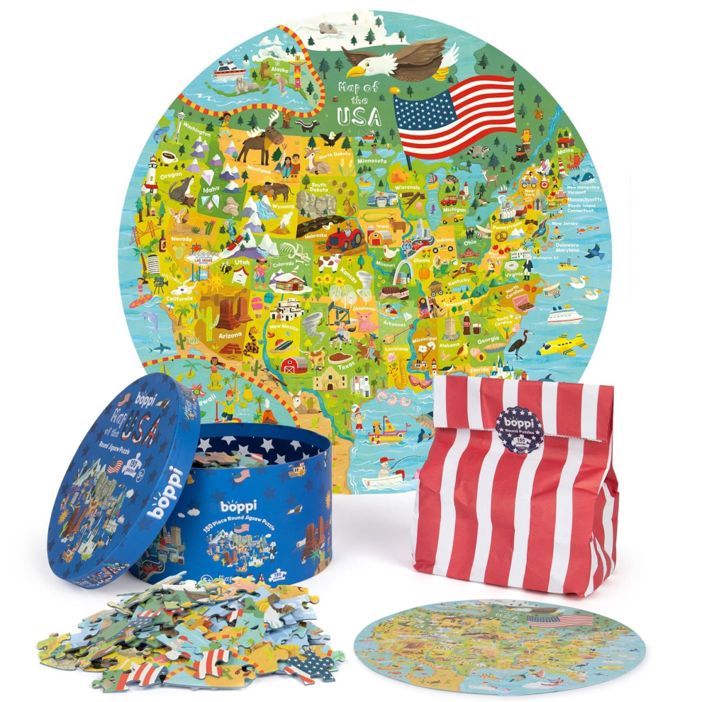 USA State Map Jigsaw Puzzles - 150 Piece Map of The USA Puzzle for Kids from 100% Recycled card - Puzzle of USA Map for Kids Learning Resources - for