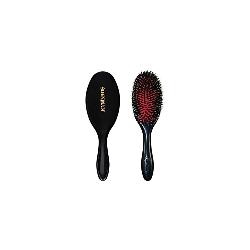 Denman cushion Hair Brush (Medium) with Soft Nylon Quill Boar Bristles - Porcupine Style for grooming, Detangling, Straightening, Blowdrying and Refre