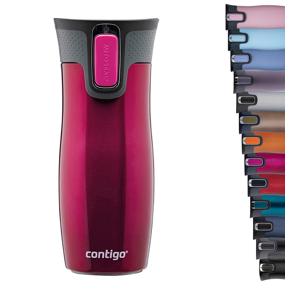 contigo West Loop Autoseal Travel Mug, Stainless Steel Thermal Mug, Vacuum Flask, Leakproof Tumbler, coffee Mug with BPA Free Easy-clean Lid, 470 ml,