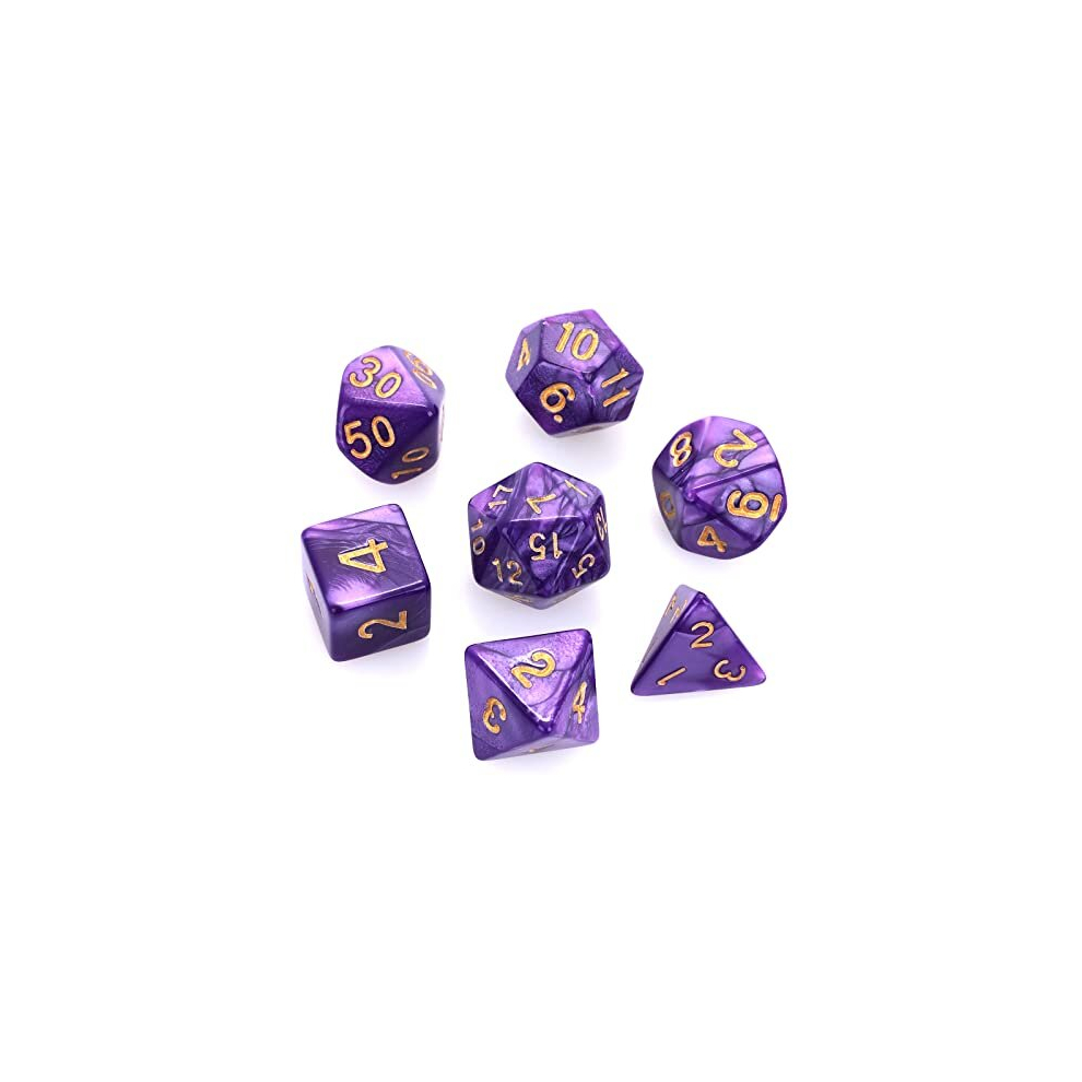 7 Pieces DND Dice Set for Dungeon and Dragons, Purple Nebula Polyhedral Dice RPG Role Playing Table Games D&D D20 D12 D10 D8 D6 D4 (Purple)