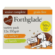 Forthglade Complete Natural Wet Dog Food - Grain Free Variety Pack (12 x 395g) Trays - Turkey & Lamb with Vegetables - Senior Dog Food 7 Years+