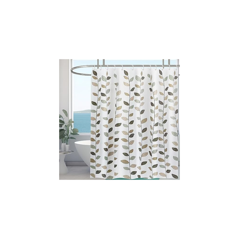 Minicoco Shower Curtains Mould Proof Resistant Bathroom Shower Curtain 100% Polyester Waterproof Shower Curtain Anti-Mould With 12 Hooks, 180 X 180 Cm