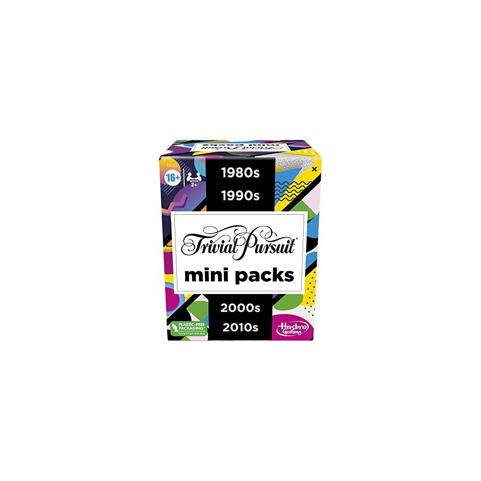 Trivial Pursuit Mini Packs Multipack, Fun Trivia Questions for Adults and Teens Ages 16+, Includes 4 Game Featuring 4 Decades