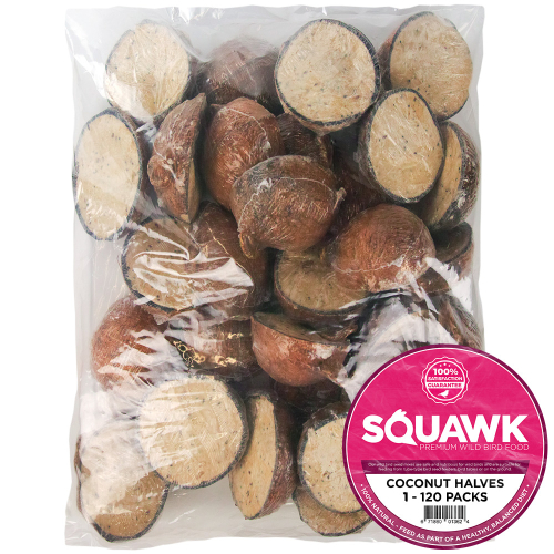 SQUAWK Suet Filled Coconut Halves (25 Pack)