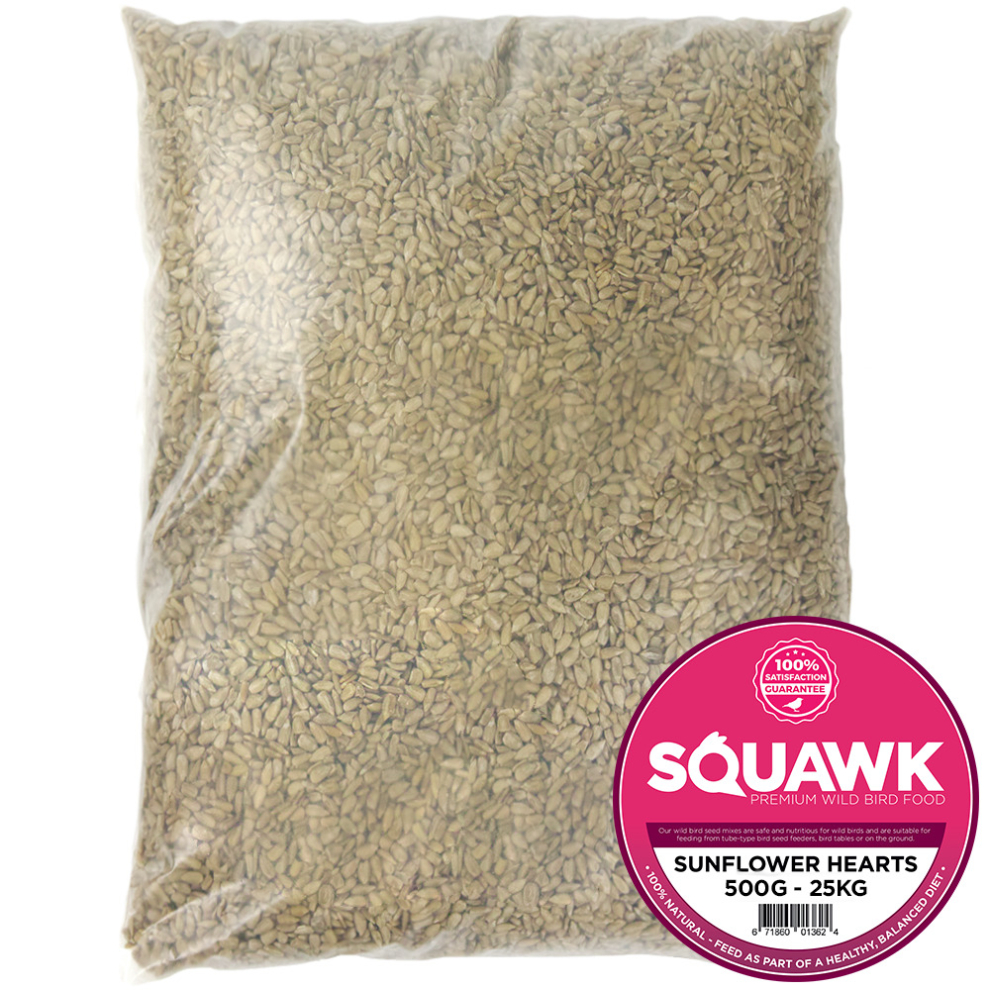 Squawk Sunflower Hearts - Bakery Grade Seed Kernels Bird Food 7.5Kg Black